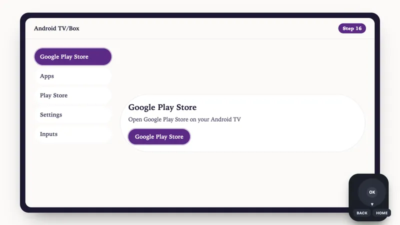 Illustration: Android TV/Box setup, step 16: Open Google Play Store on your Android TV