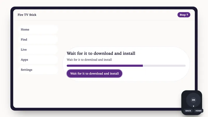 Illustration: Fire TV Stick setup, step 7: Wait for it to download and install
