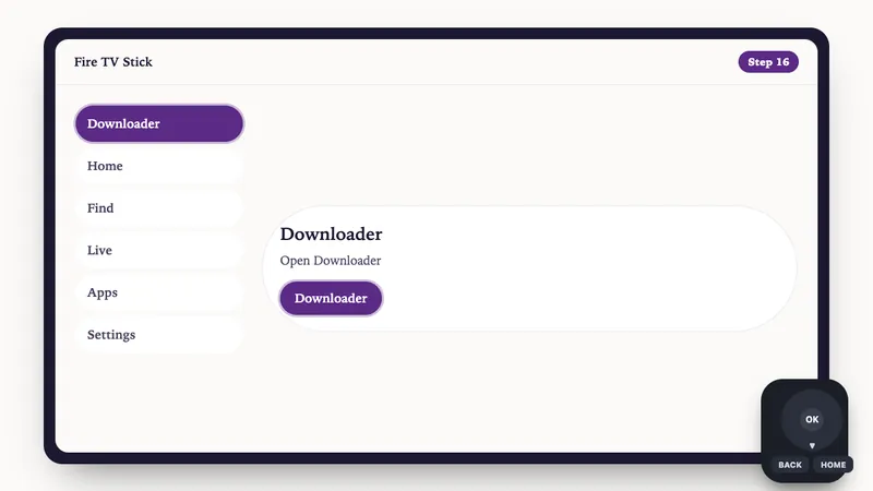 Illustration: Fire TV Stick setup, step 16: Open Downloader
