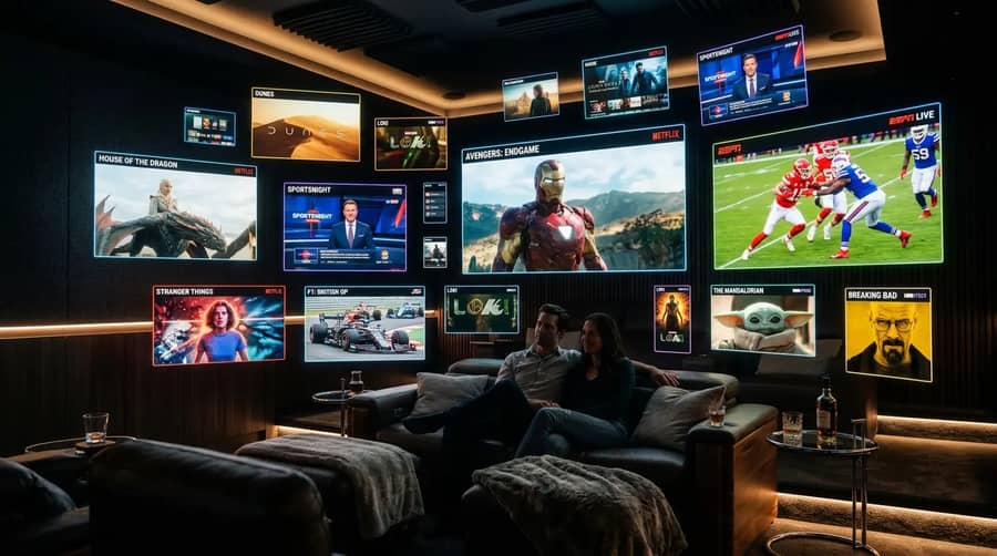 Living room TV streaming live channels with IPTVBestStream