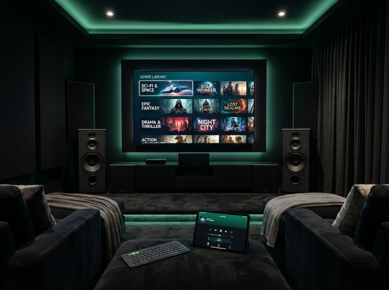 A large screen TV with a keyboard in front of it.