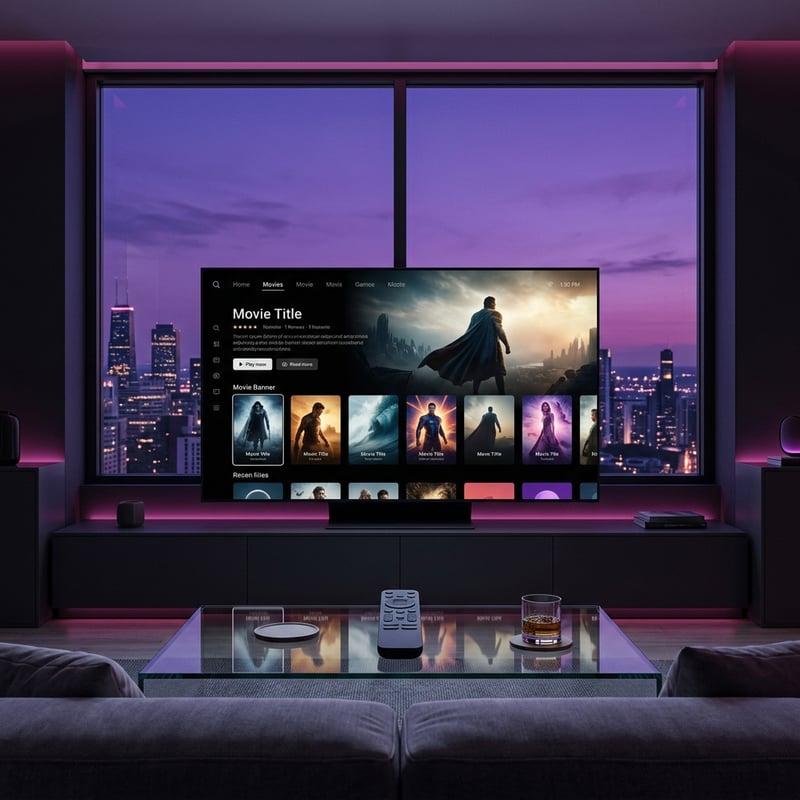 A flat screen TV with a movie playing on it.