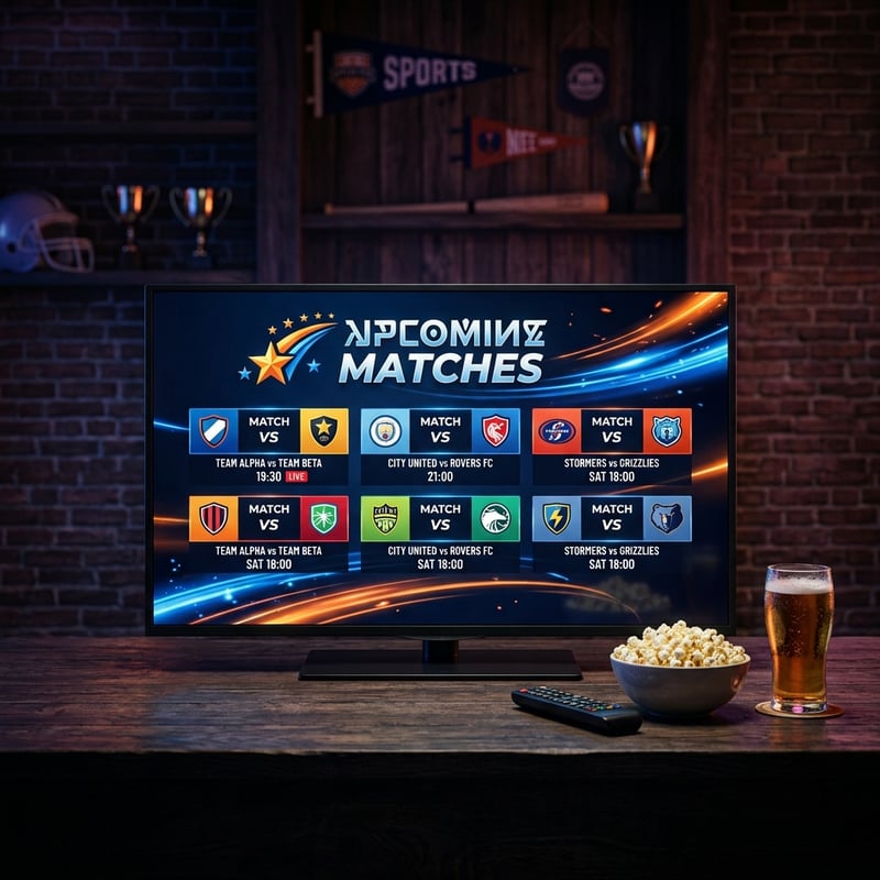 A flat screen TV displaying a menu of sports matches.