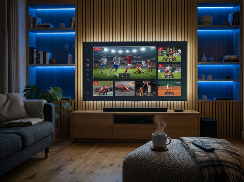 A flat screen TV with a sports game on it.