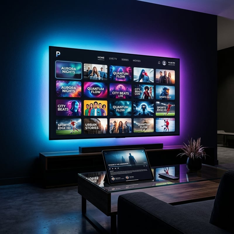 A large flat screen TV with a laptop on top of it.