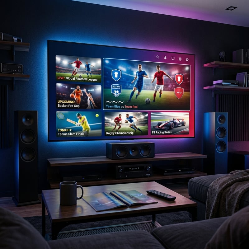 A large flat screen TV with a sports game on it.