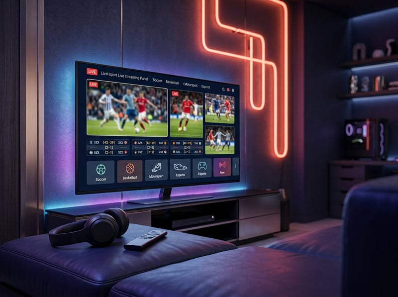 A flat screen TV displaying a soccer game on an IPTV.