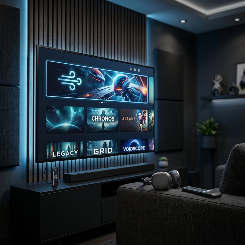A large flat screen TV with a selection of movies and shows on it.